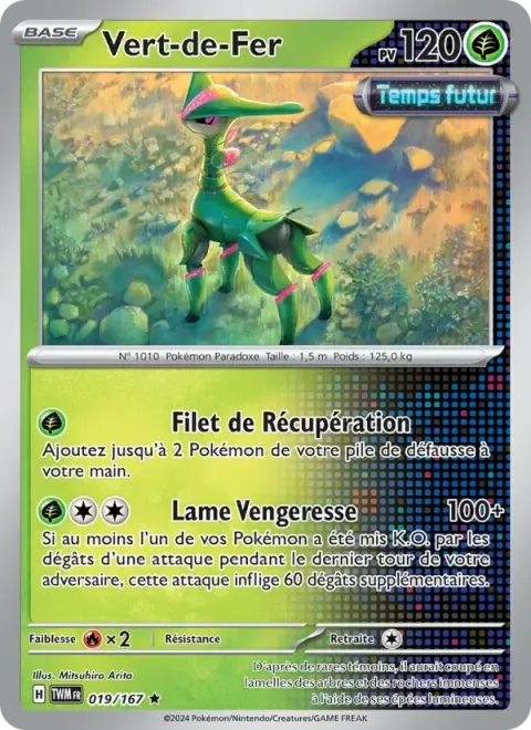 Carte Pokémon Vert-de-Fer 019/167, extension Mascarade Crépusculaire