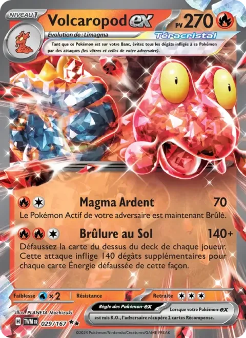Carte Pokémon Volcaropod-ex 029/167, extension Mascarade Crépusculaire