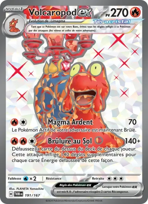 Carte Pokémon Volcaropod-ex 191/167, extension Mascarade Crépusculaire