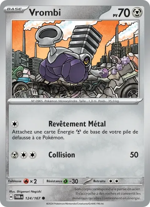Carte Pokémon Vrombi 124/167, extension Mascarade Crépusculaire