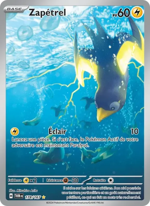Carte Pokémon Zapétrel 178/167, extension Mascarade Crépusculaire