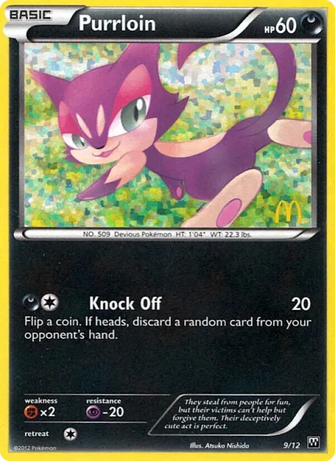 Carte Pokémon Chacripan 009/012, extension Collection McDonald's 2012