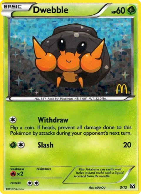 Carte Pokémon Crabicoque 003/012, extension Collection McDonald's 2012
