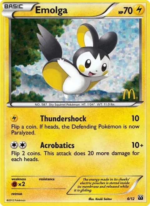 Carte Pokémon Emolga 006/012, extension Collection McDonald's 2012