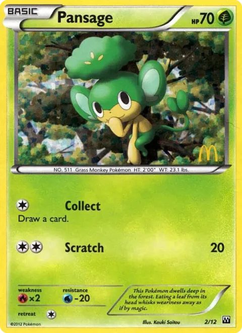 Carte Pokémon Feuillajou 002/012, extension Collection McDonald's 2012