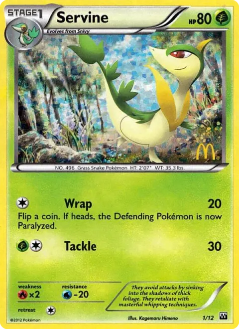 Carte Pokémon Lianaja 001/012, extension Collection McDonald's 2012