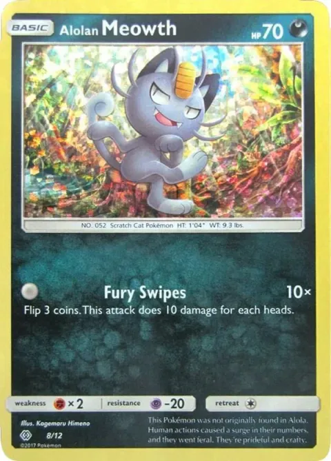Carte Pokémon Miaouss d’Alola 008/012, extension Collection McDonald's 2017
