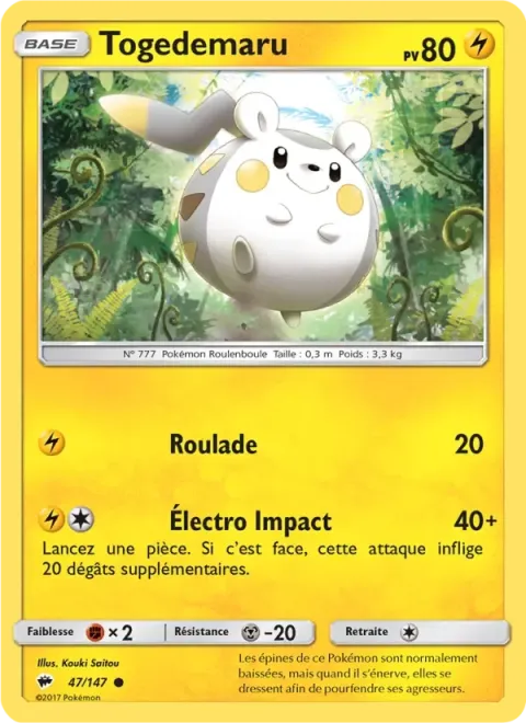 Carte Pokémon Togedemaru 020/040, extension Collection McDonald's 2018