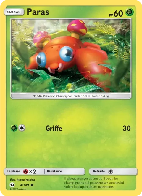 Carte Pokémon Paras 003/040, extension Collection McDonald's 2019