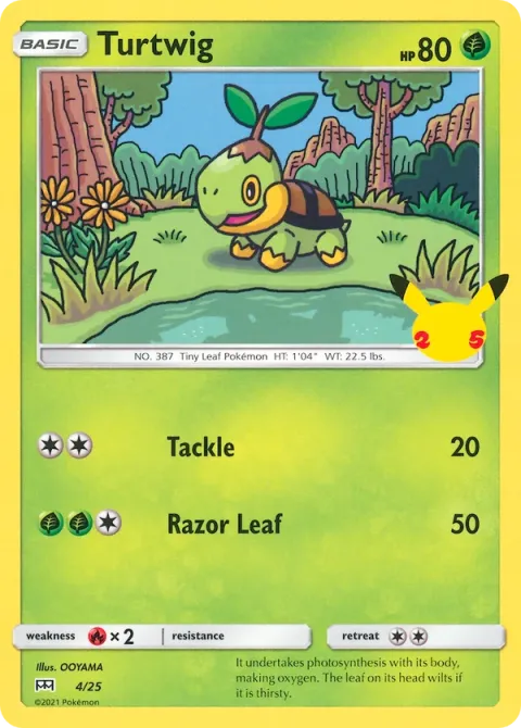 Carte Pokémon Tortipouss 004/025, extension Collection McDonald's 2021