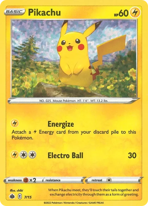 Carte Pokémon Pikachu 007/015, extension Collection McDonald's 2022