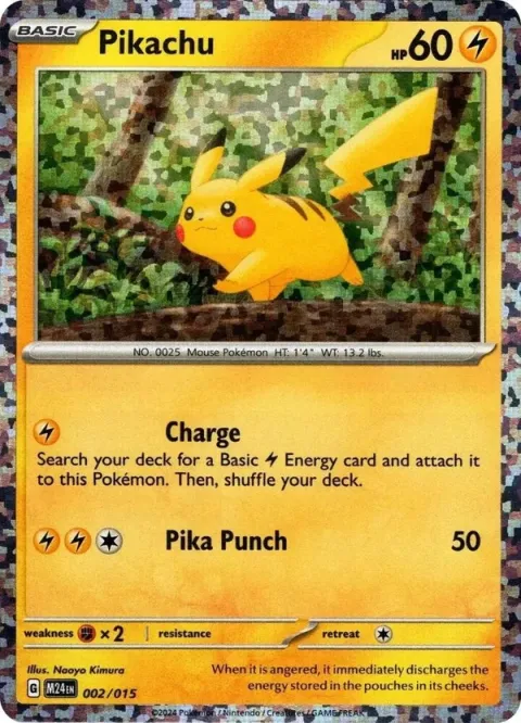 Carte Pokémon Pikachu 002/015, extension Collection McDonald's 2024