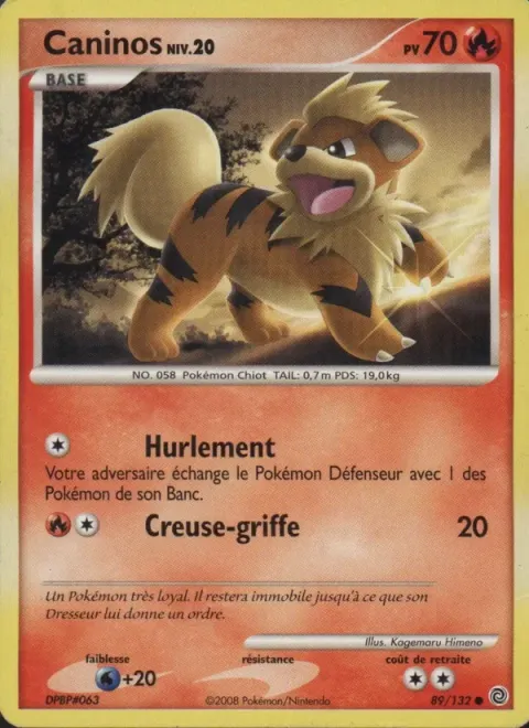 Carte Pokémon Caninos 089/132, extension Merveilles Secrètes