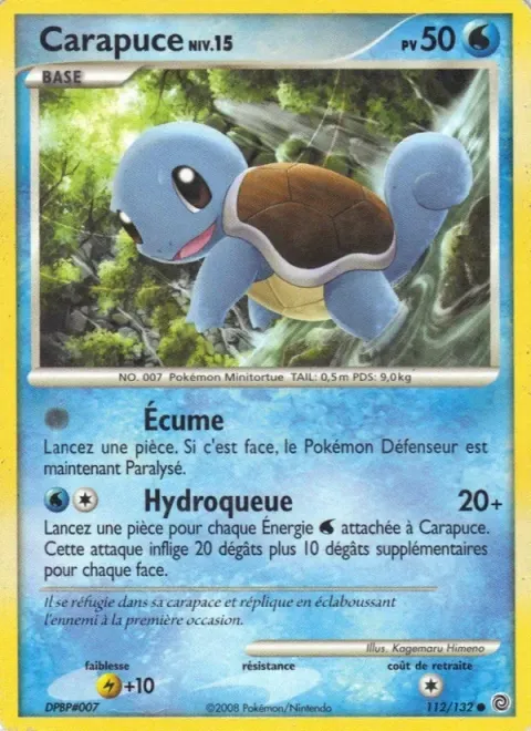 Carte Pokémon Carapuce 112/132, extension Merveilles Secrètes