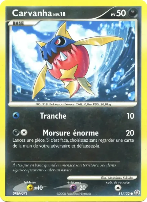 Carte Pokémon Carvanha 081/132, extension Merveilles Secrètes