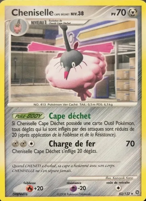 Carte Pokémon Cheniselle Cape Déchet 043/132, extension Merveilles Secrètes