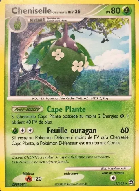 Carte Pokémon Cheniselle Cape Plante 041/132, extension Merveilles Secrètes