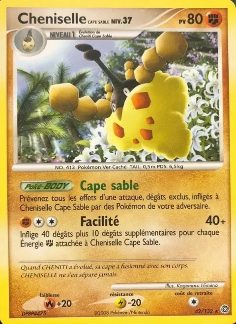 Carte Pokémon Cheniselle Cape Sable 042/132, extension Merveilles Secrètes