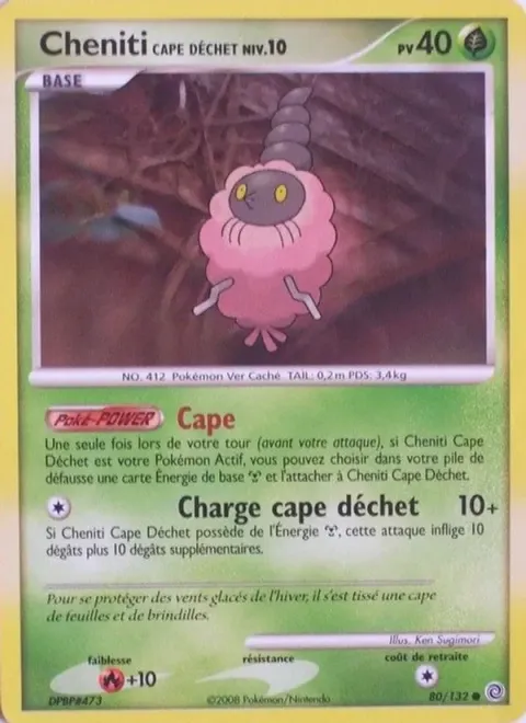 Carte Pokémon Cheniti Cape Déchet 080/132, extension Merveilles Secrètes