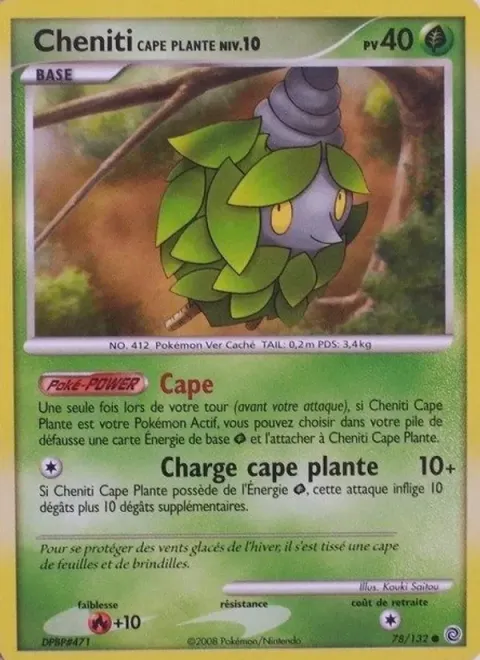 Carte Pokémon Cheniti Cape Plante 078/132, extension Merveilles Secrètes