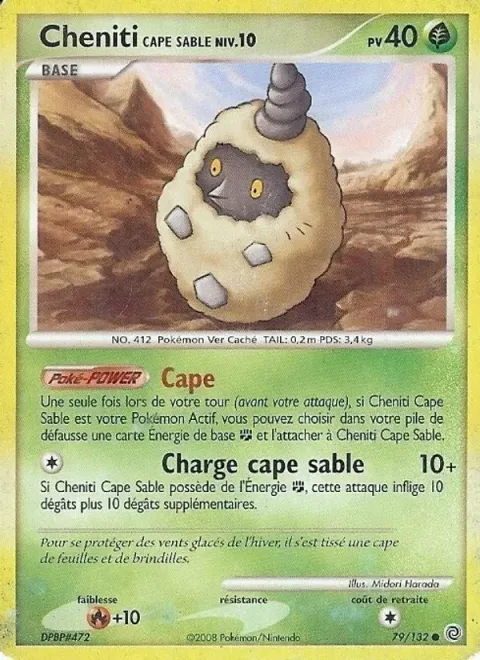 Carte Pokémon Cheniti Cape Sable 079/132, extension Merveilles Secrètes