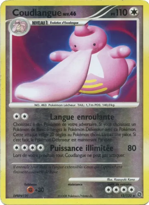 Carte Pokémon Coudlangue 012/132, extension Merveilles Secrètes