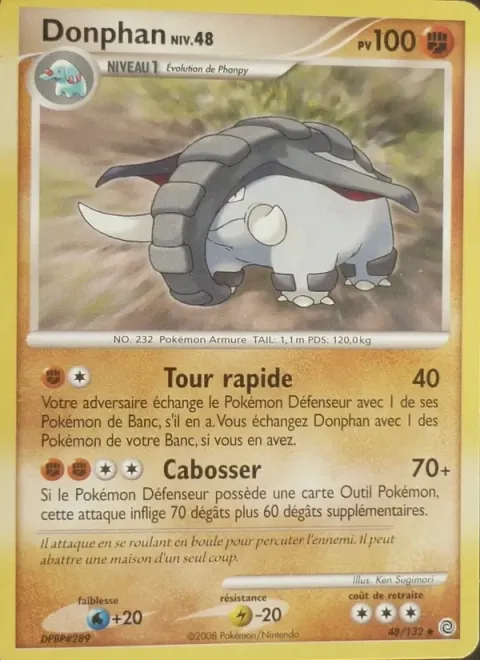 Carte Pokémon Donphan 048/132, extension Merveilles Secrètes