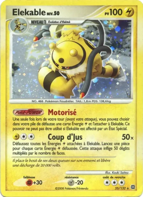 Carte Pokémon Élekable 025/132, extension Merveilles Secrètes