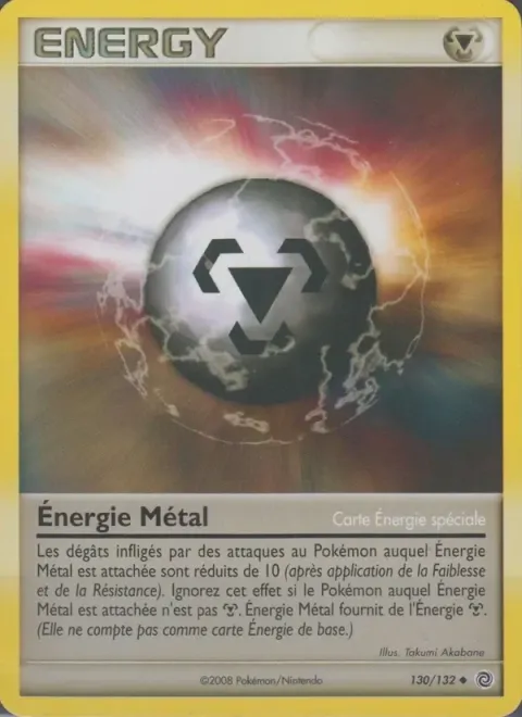 Carte Pokémon Énergie Métal 130/132, extension Merveilles Secrètes