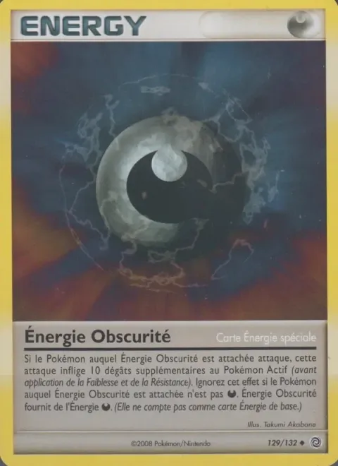 Carte Pokémon Énergie Obscurité 129/132, extension Merveilles Secrètes