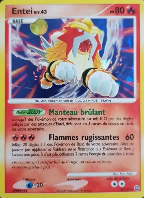 Carte Pokémon Entei 004/132, extension Merveilles Secrètes
