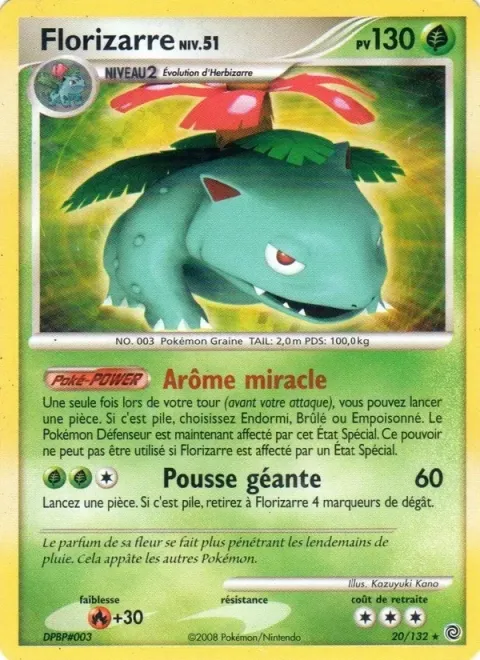 Carte Pokémon Florizarre 020/132, extension Merveilles Secrètes