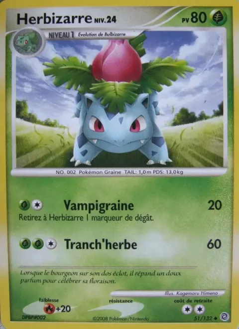 Carte Pokémon Herbizarre 051/132, extension Merveilles Secrètes