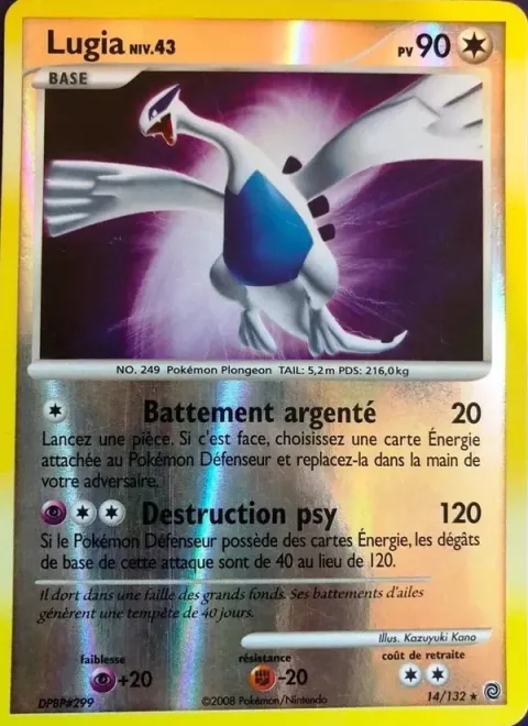 Carte Pokémon Lugia 014/132, extension Merveilles Secrètes