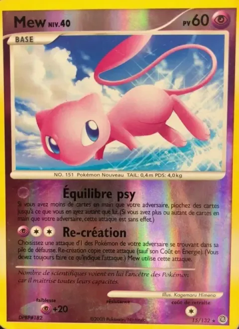Carte Pokémon Mew 015/132, extension Merveilles Secrètes