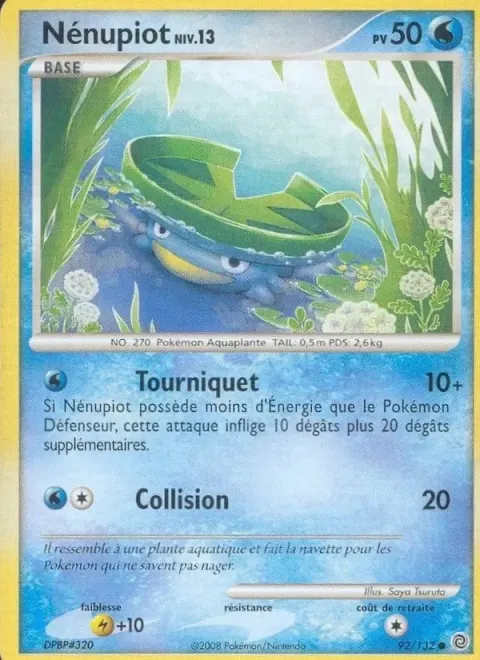 Carte Pokémon Nénupiot 092/132, extension Merveilles Secrètes