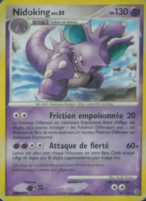 Carte Pokémon Nidoking 034/132, extension Merveilles Secrètes
