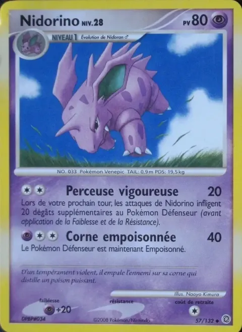 Carte Pokémon Nidorino 057/132, extension Merveilles Secrètes
