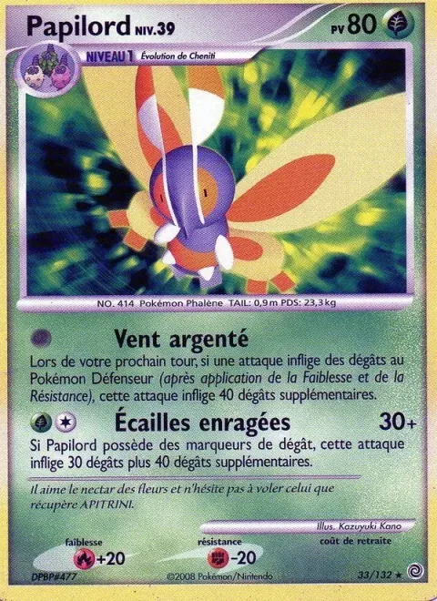 Carte Pokémon Papilord 033/132, extension Merveilles Secrètes
