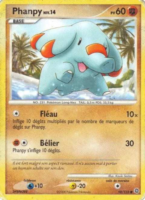 Carte Pokémon Phanpy 098/132, extension Merveilles Secrètes