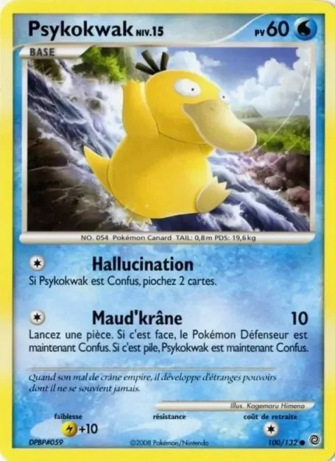 Carte Pokémon Psykokwak 100/132, extension Merveilles Secrètes