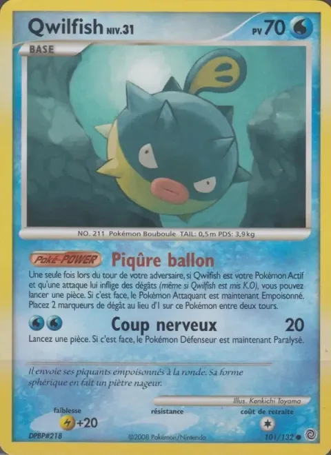 Carte Pokémon Qwilfish 101/132, extension Merveilles Secrètes