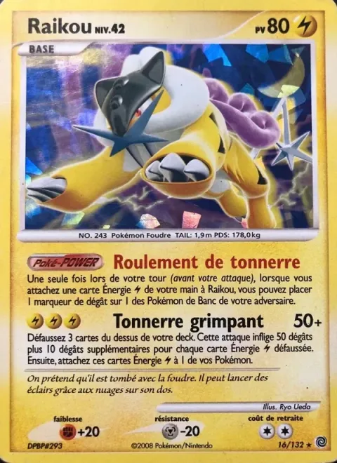 Carte Pokémon Raikou 016/132, extension Merveilles Secrètes