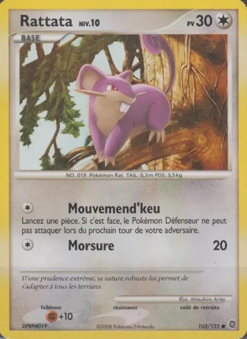 Carte Pokémon Rattata 103/132, extension Merveilles Secrètes