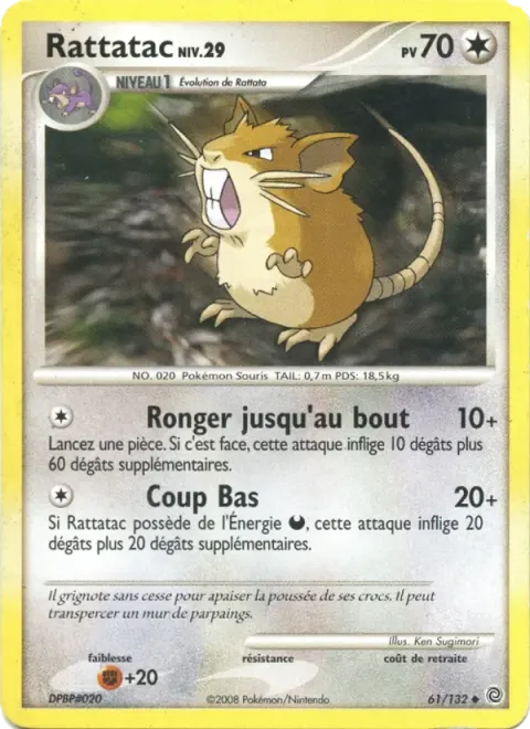 Carte Pokémon Rattatac 061/132, extension Merveilles Secrètes