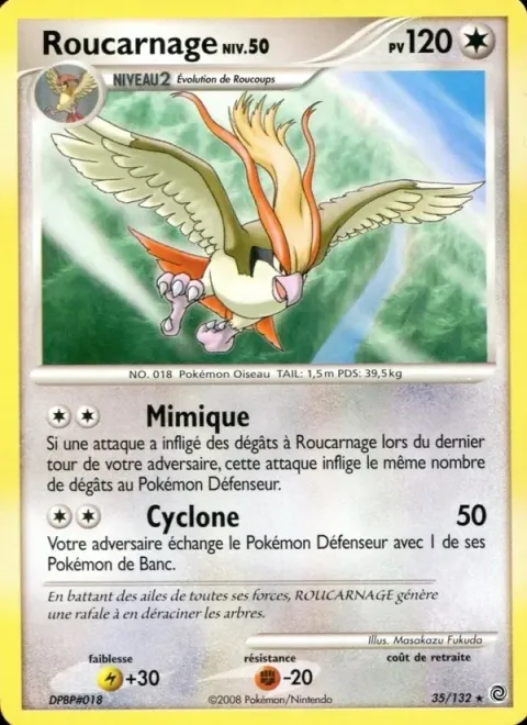 Carte Pokémon Roucarnage 035/132, extension Merveilles Secrètes