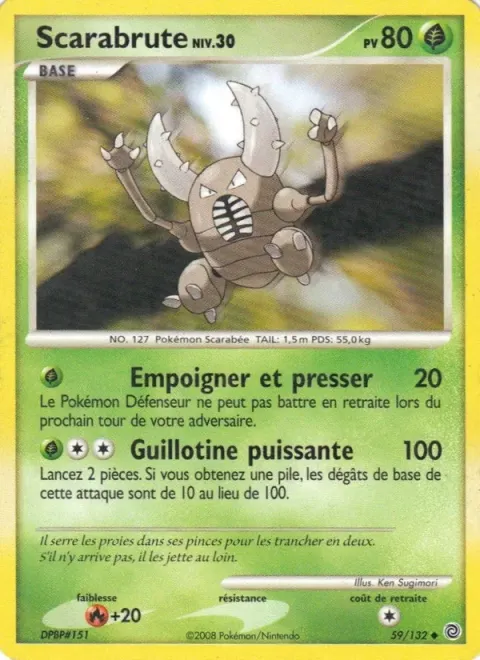 Carte Pokémon Scarabrute 059/132, extension Merveilles Secrètes