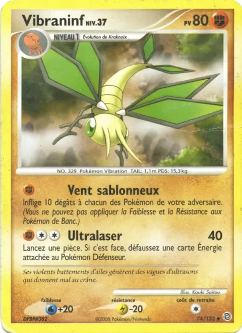 Carte Pokémon Vibraninf 074/132, extension Merveilles Secrètes