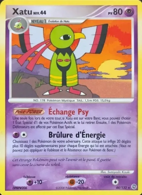 Carte Pokémon Xatu 044/132, extension Merveilles Secrètes