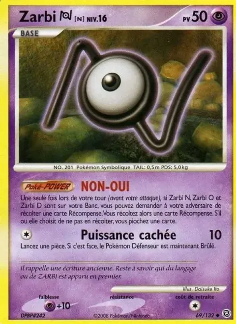 Carte Pokémon Zarbi N 069/132, extension Merveilles Secrètes